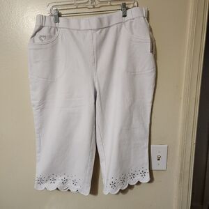 Quacker Factory Dream Jeannes Pedal Pushers Pull On Daisy New White 1X